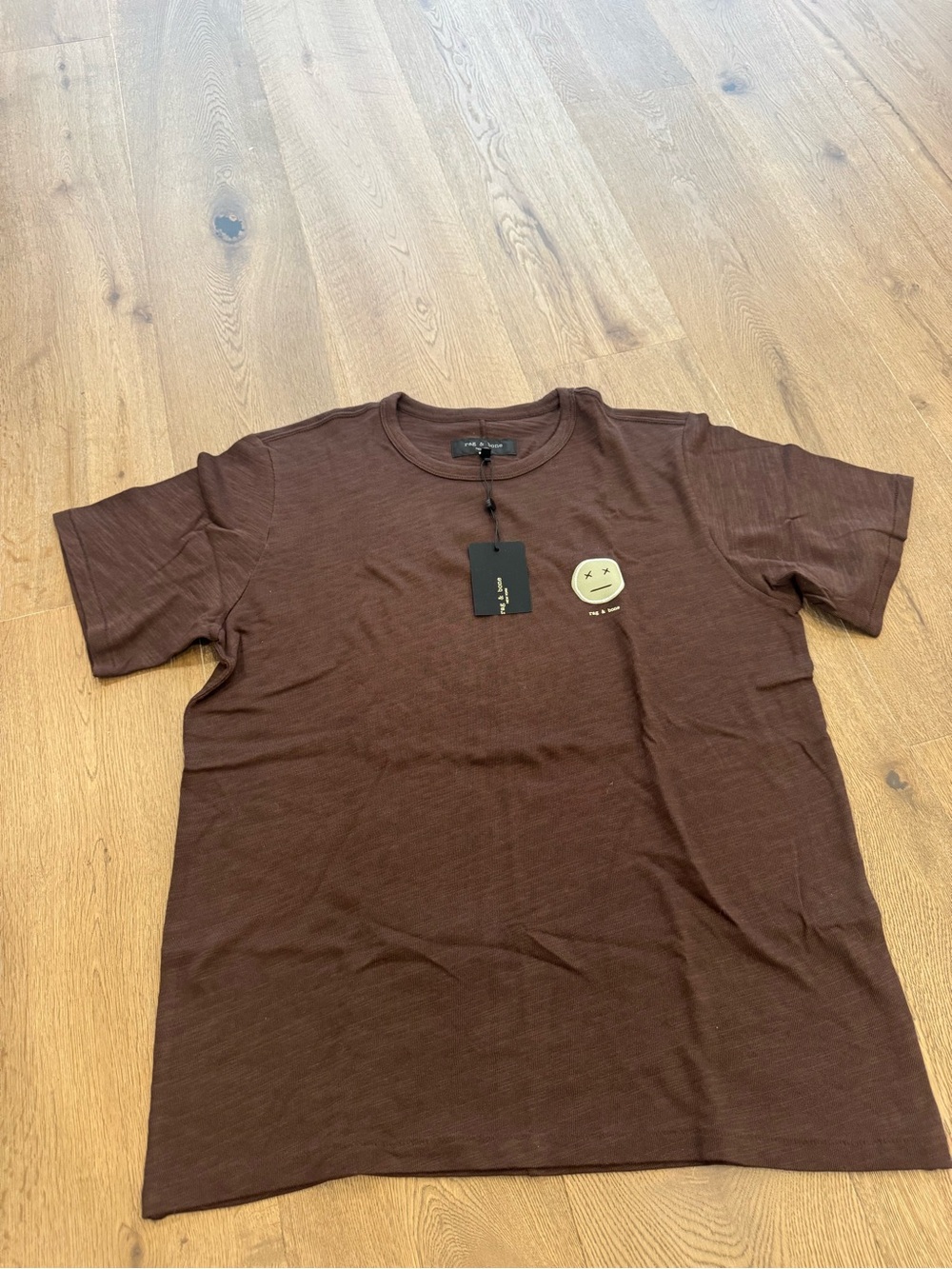 rag & bone Brown Short Sleeve Crewneck Tee with Small Graphic